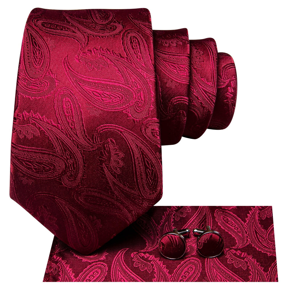 GentCrest Red Paisley Tie Hanky Cufflinks Set - Image 2