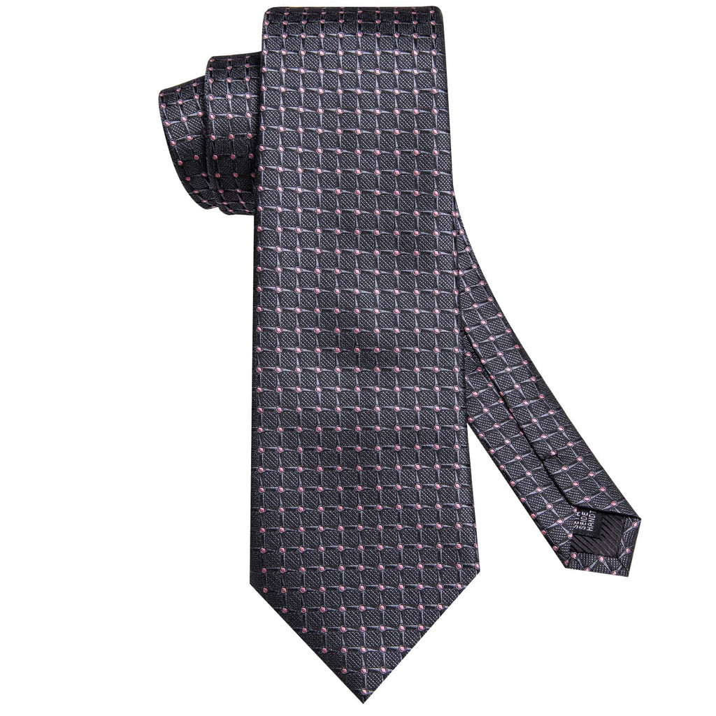 GentCrest Pink Plaid Tie Hanky Cufflinks Set - Image 4