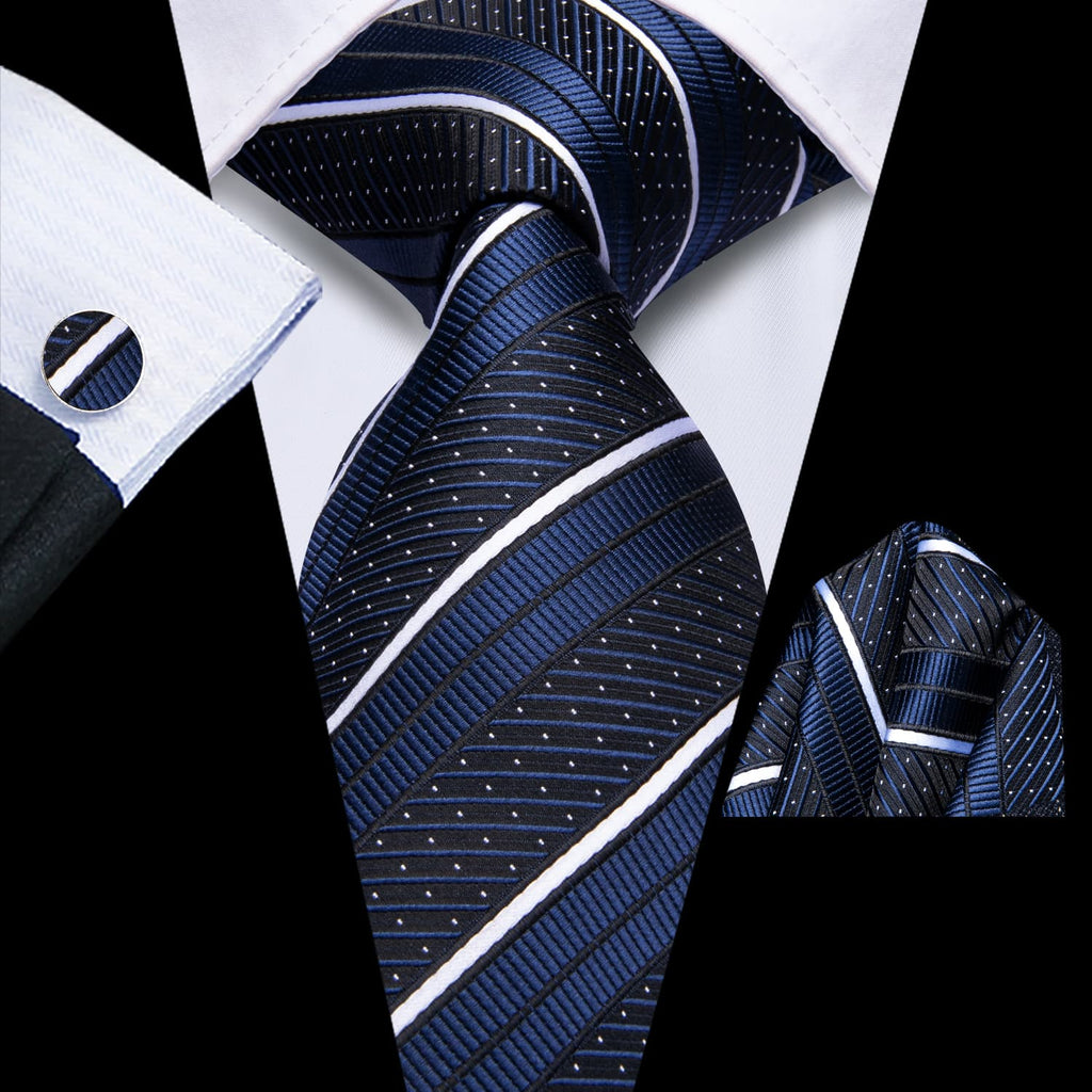 GentCrest Blue Striped Tie Hanky Cufflinks Set - Image 1