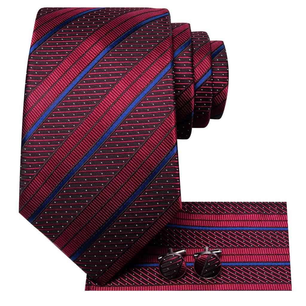 GentCrest Red Striped Tie Hanky Cufflinks Set - Image 3