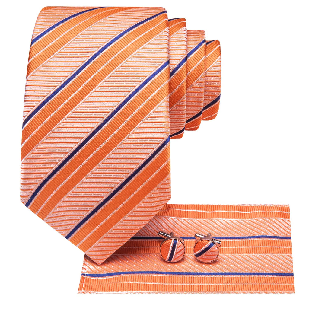 GentCrest Blue Striped Tie Hanky Cufflinks Set - Image 3