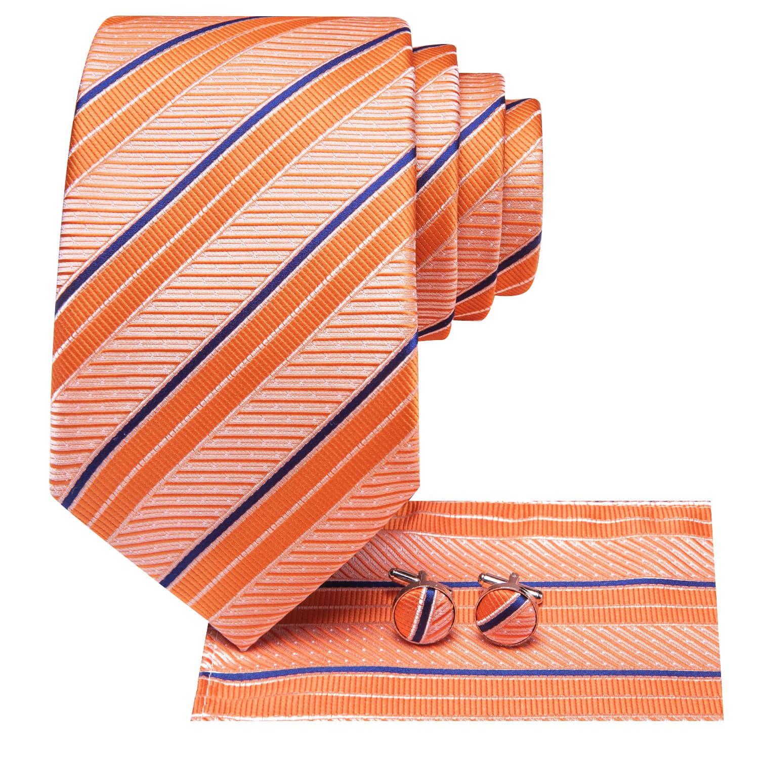 GentCrest Blue Striped Tie Hanky Cufflinks Set - Image 3