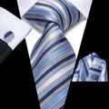 GentCrest Blue Striped Tie Hanky Cufflinks Set - Image 1