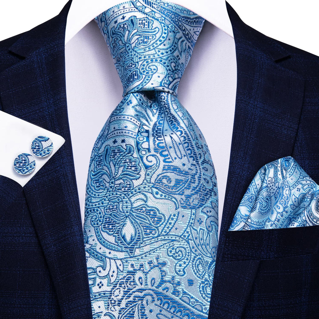 GentCrest Blue Paisley Tie Hanky Cufflinks Set - Image 2