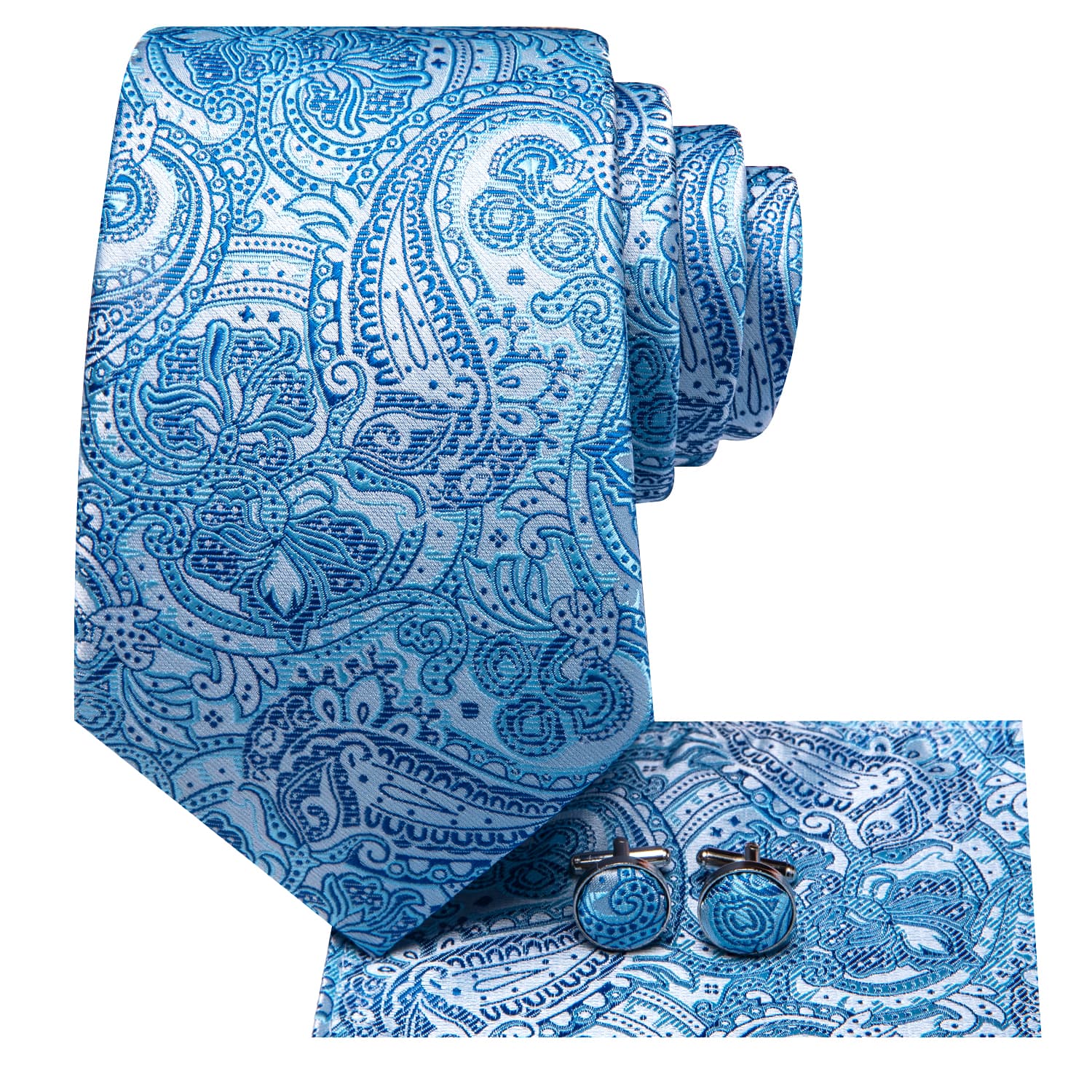 GentCrest Blue Paisley Tie Hanky Cufflinks Set - Image 3