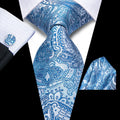 GentCrest Blue Paisley Tie Hanky Cufflinks Set - Image 1