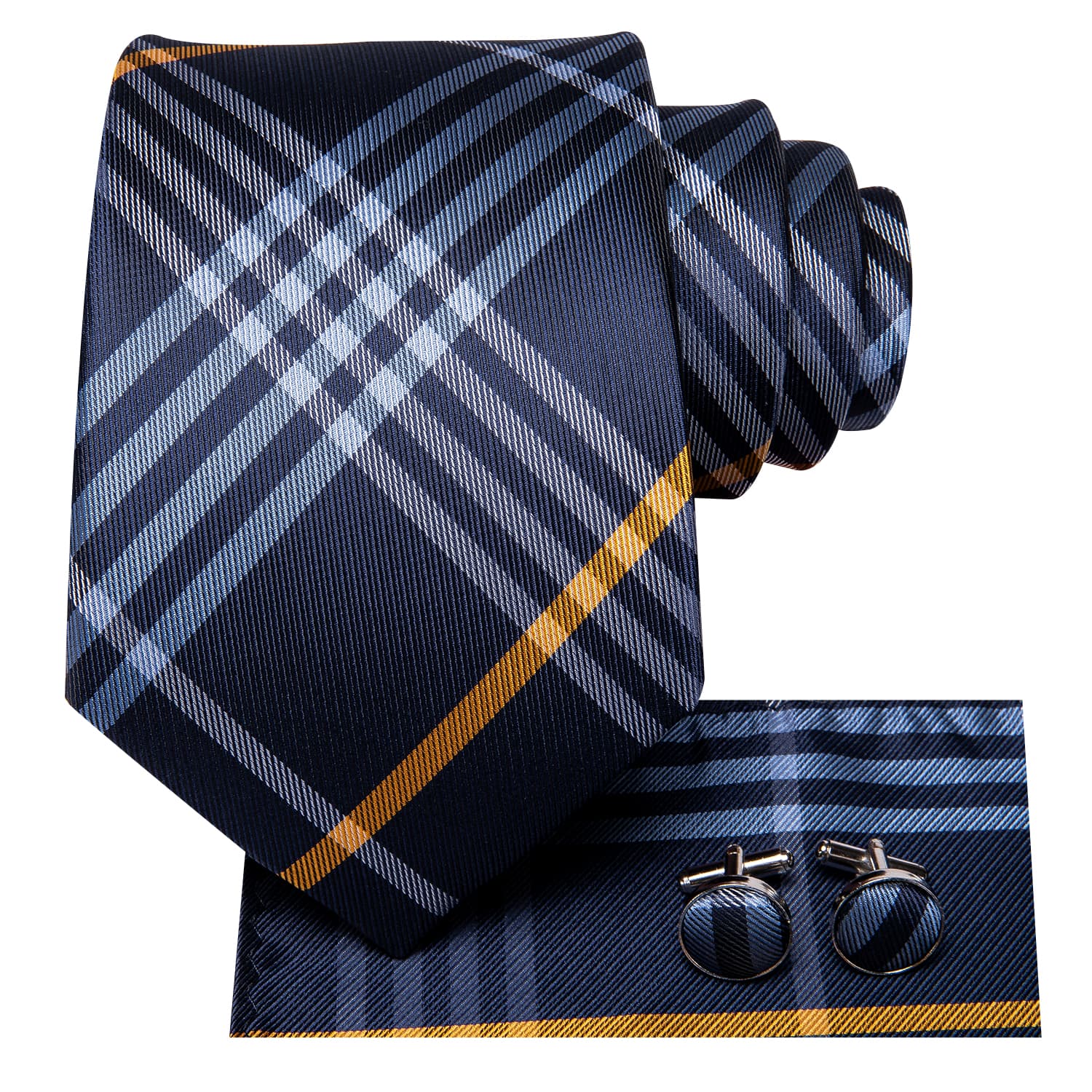 GentCrest Blue Striped Tie Hanky Cufflinks Set - Image 3