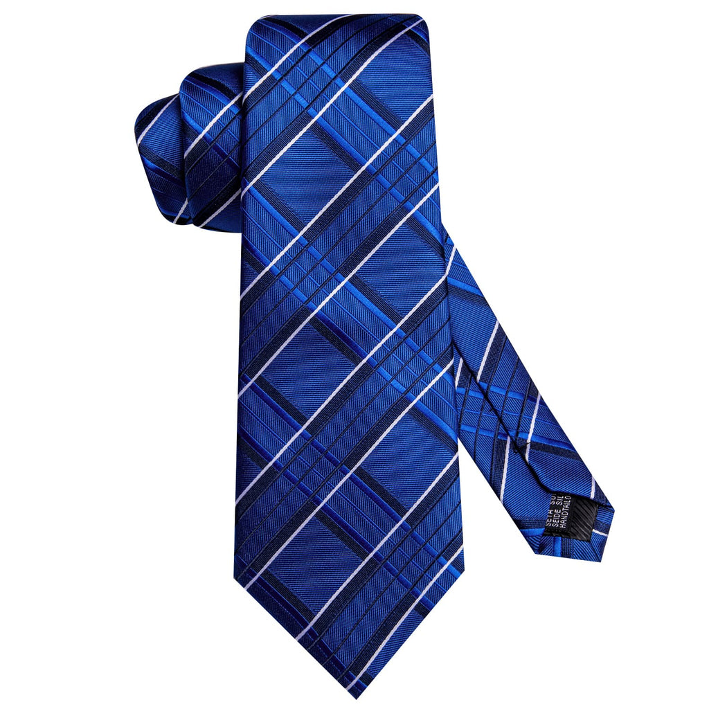 GentCrest Blue Plaid Tie Hanky Cufflinks Set - Image 4