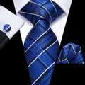 GentCrest Blue Plaid Tie Hanky Cufflinks Set - Image 1