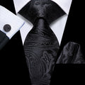 GentCrest Black Paisley Tie Hanky Cufflinks Set - Image 1