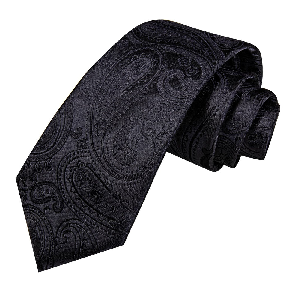 GentCrest Black Paisley Tie Hanky Cufflinks Set - Image 4
