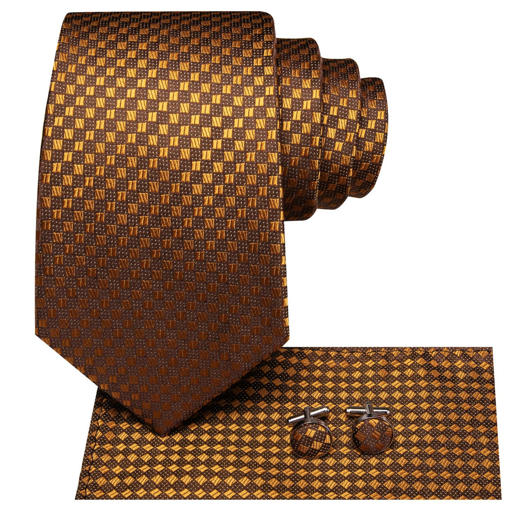 GentCrest Gold Plaid Tie Hanky Cufflinks Set - Image 3