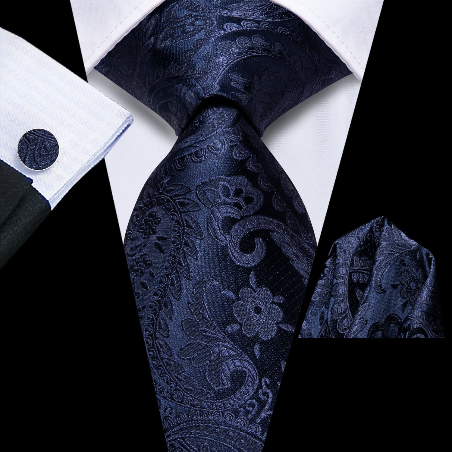 GentCrest Blue Paisley Tie Hanky Cufflinks Set - Image 1
