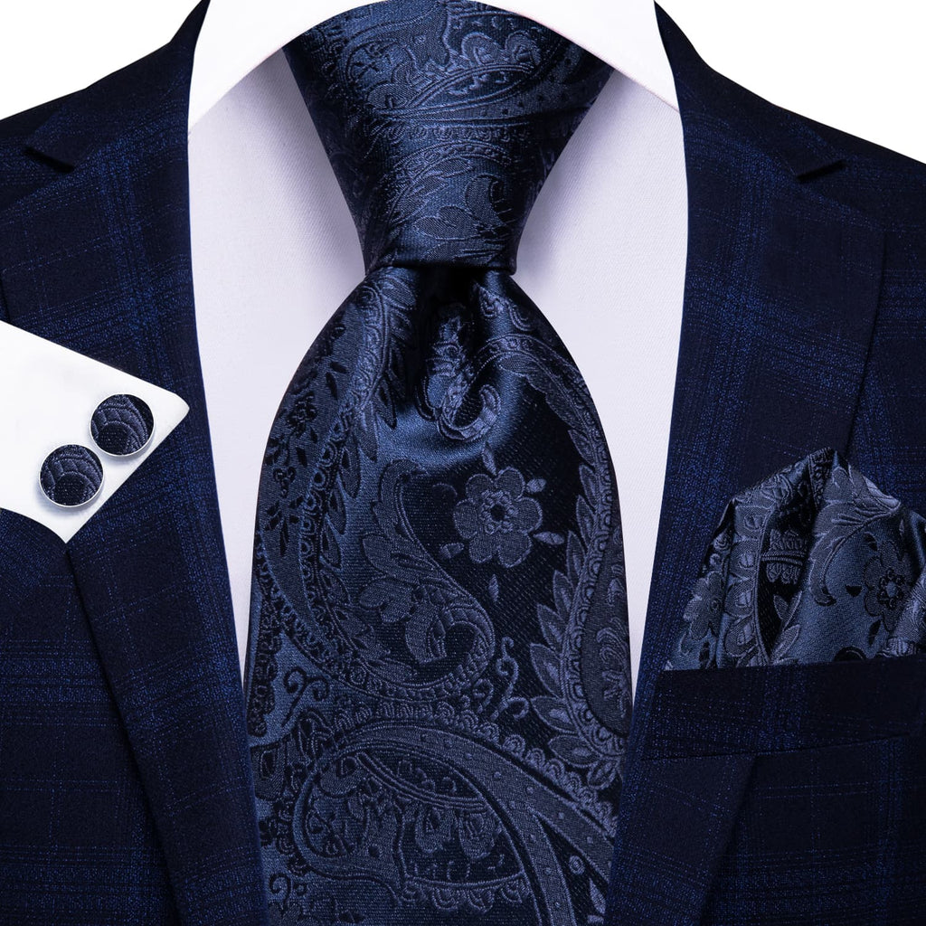 GentCrest Blue Paisley Tie Hanky Cufflinks Set - Image 2