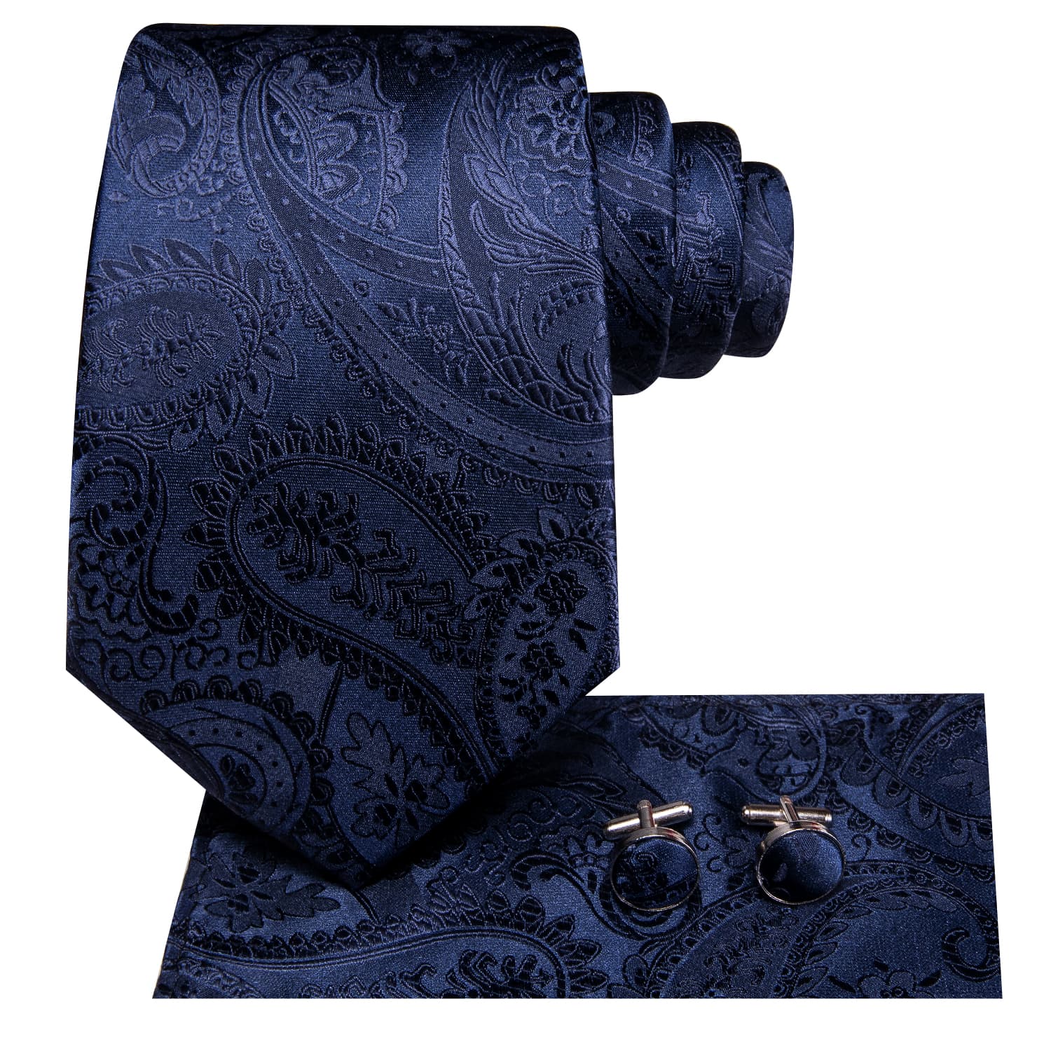 GentCrest Blue Paisley Tie Hanky Cufflinks Set - Image 3