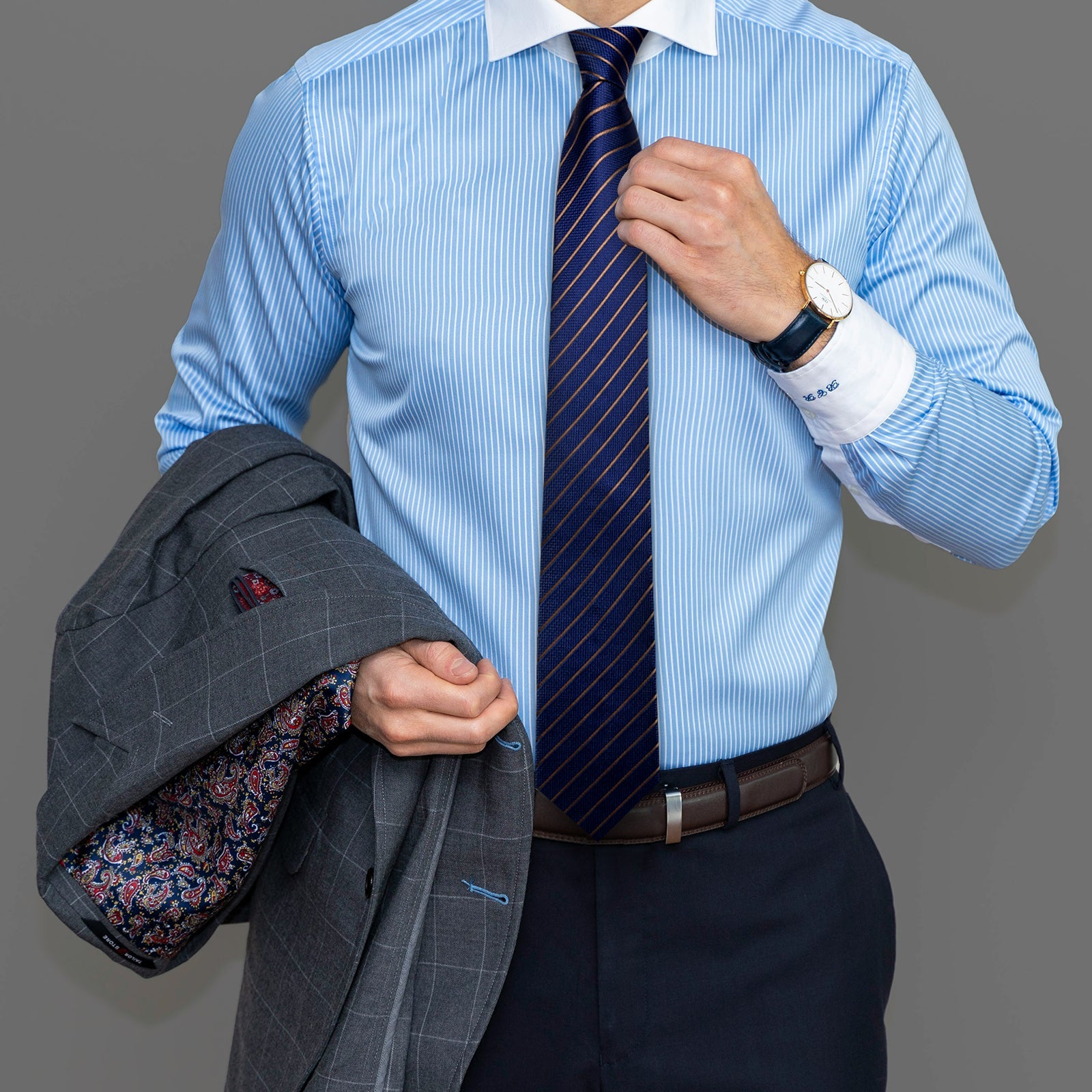GentCrest Blue Striped Tie Hanky Cufflinks Set - Image 2