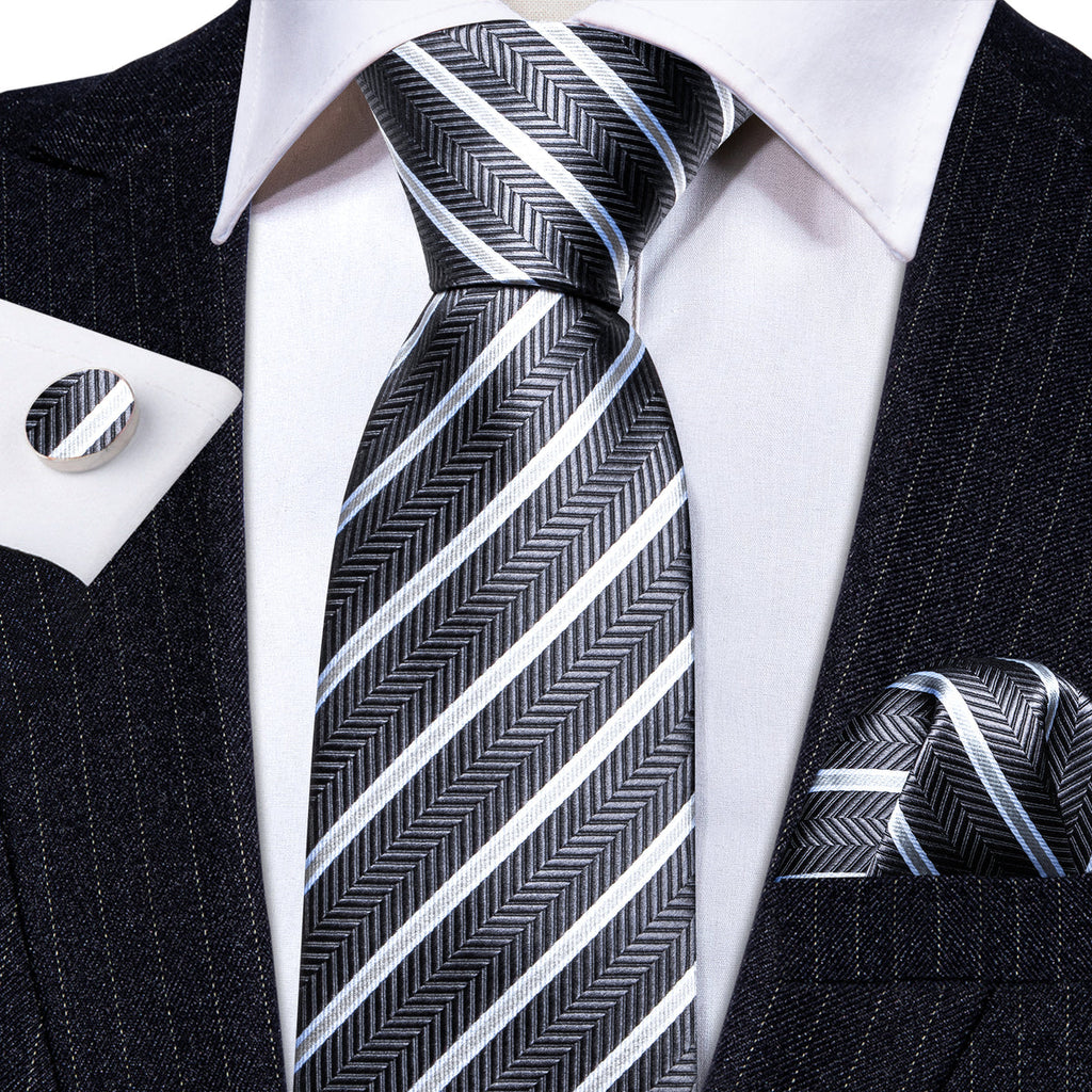 GentCrest Gray Striped Tie Sets - Image 3