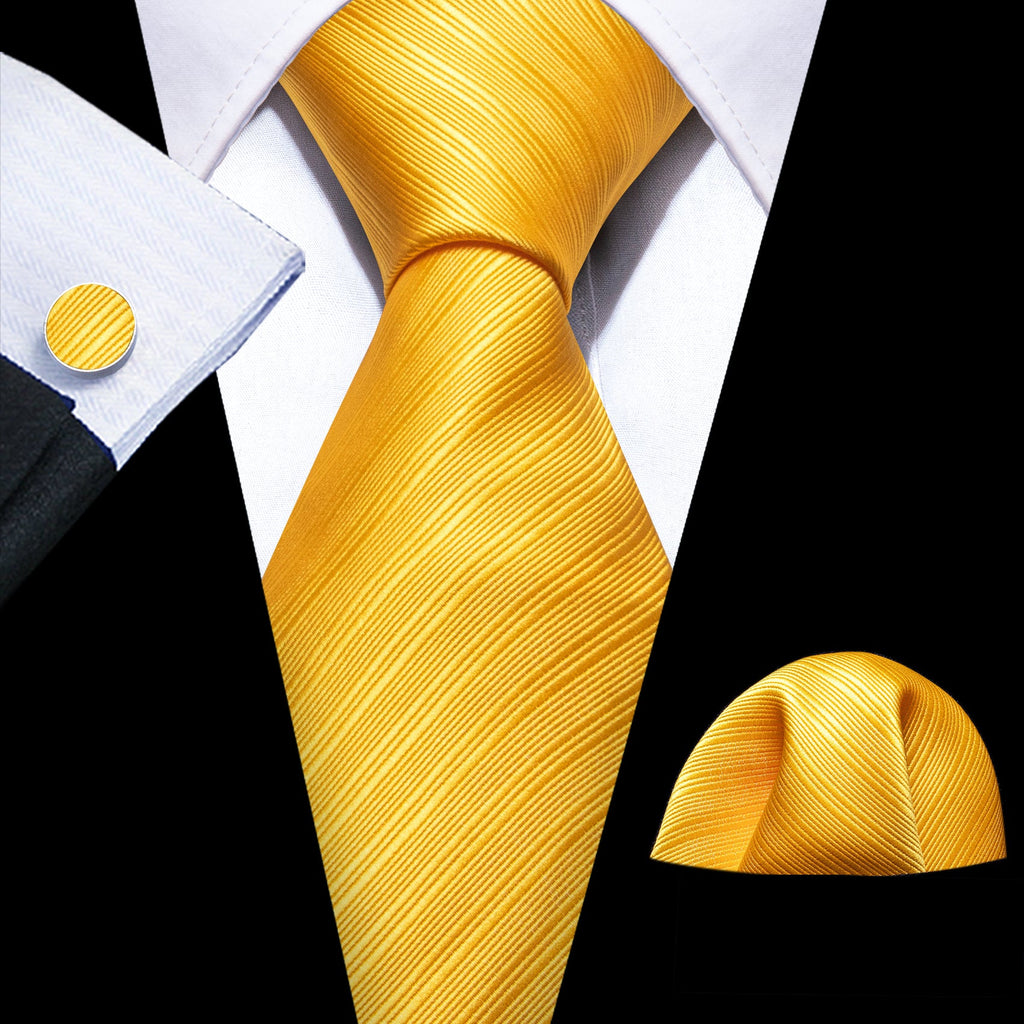 GentCrest Gold Striped Tie Hanky Cufflinks Set - Image 1