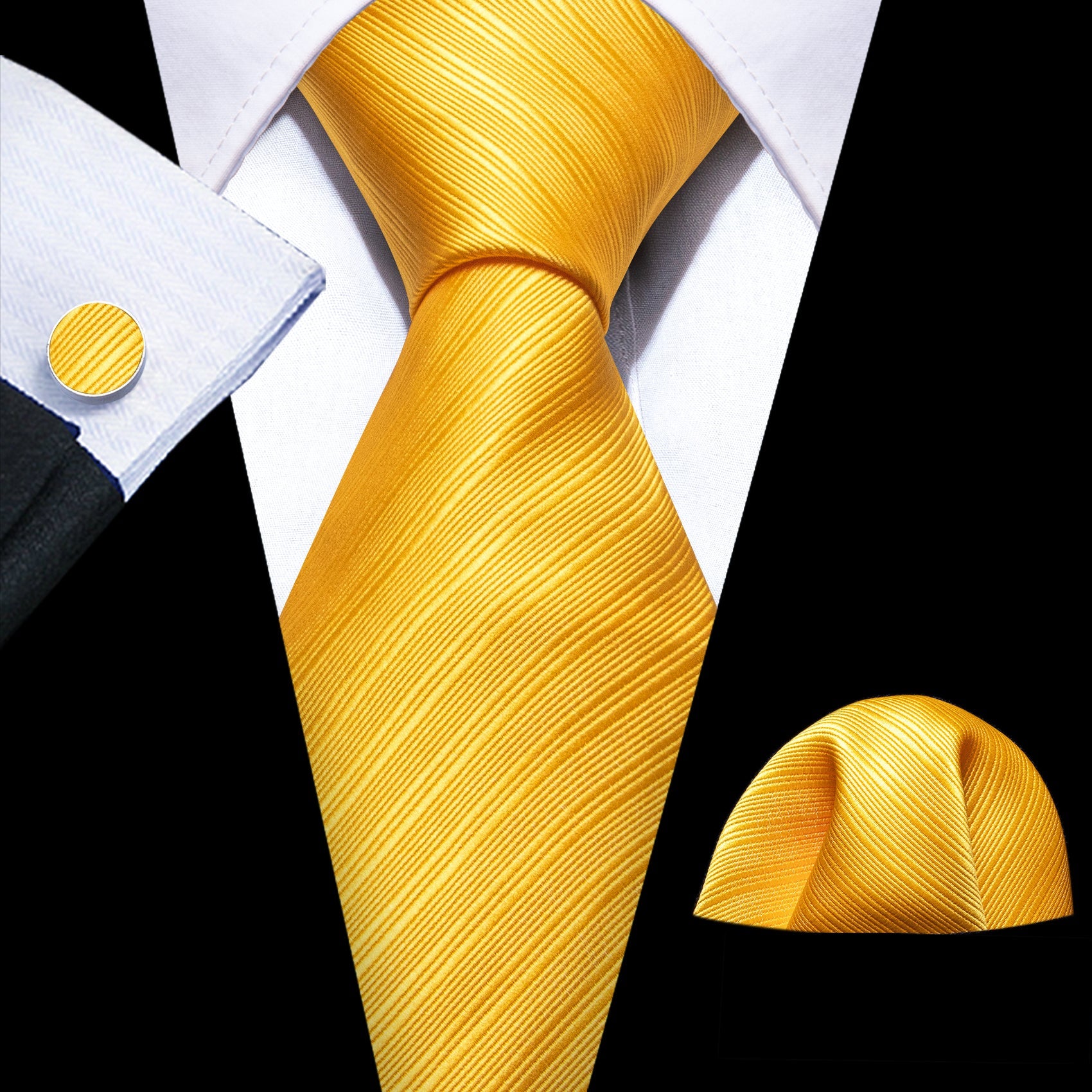 GentCrest Gold Striped Tie Hanky Cufflinks Set - Image 1