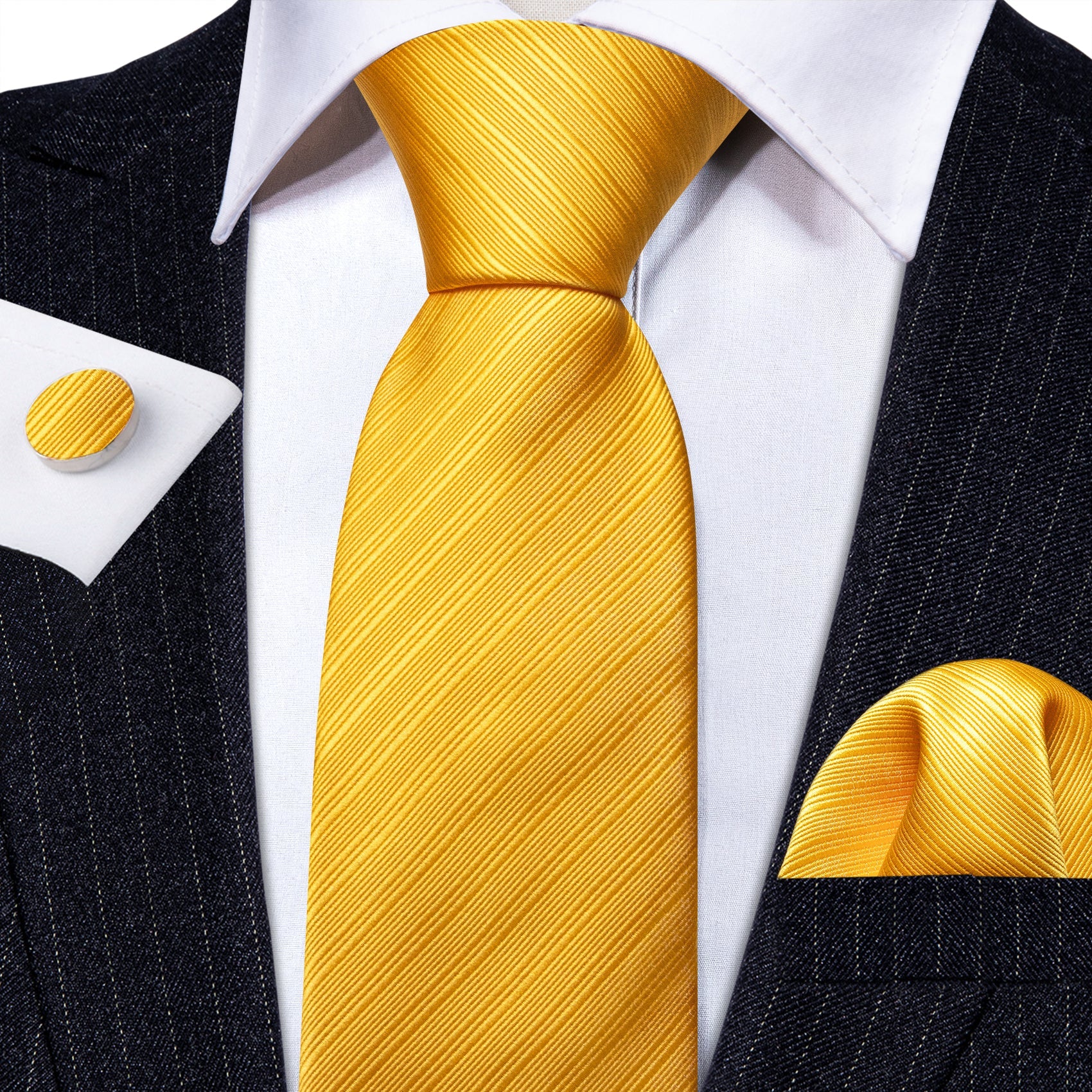 GentCrest Gold Striped Tie Hanky Cufflinks Set - Image 3