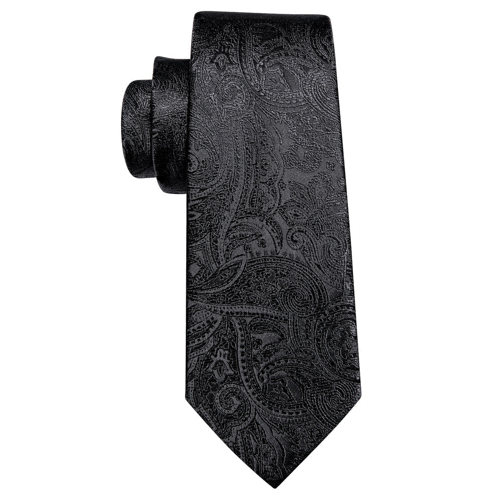 Black Paisley Silk Tie Set - GentCrest - View 6