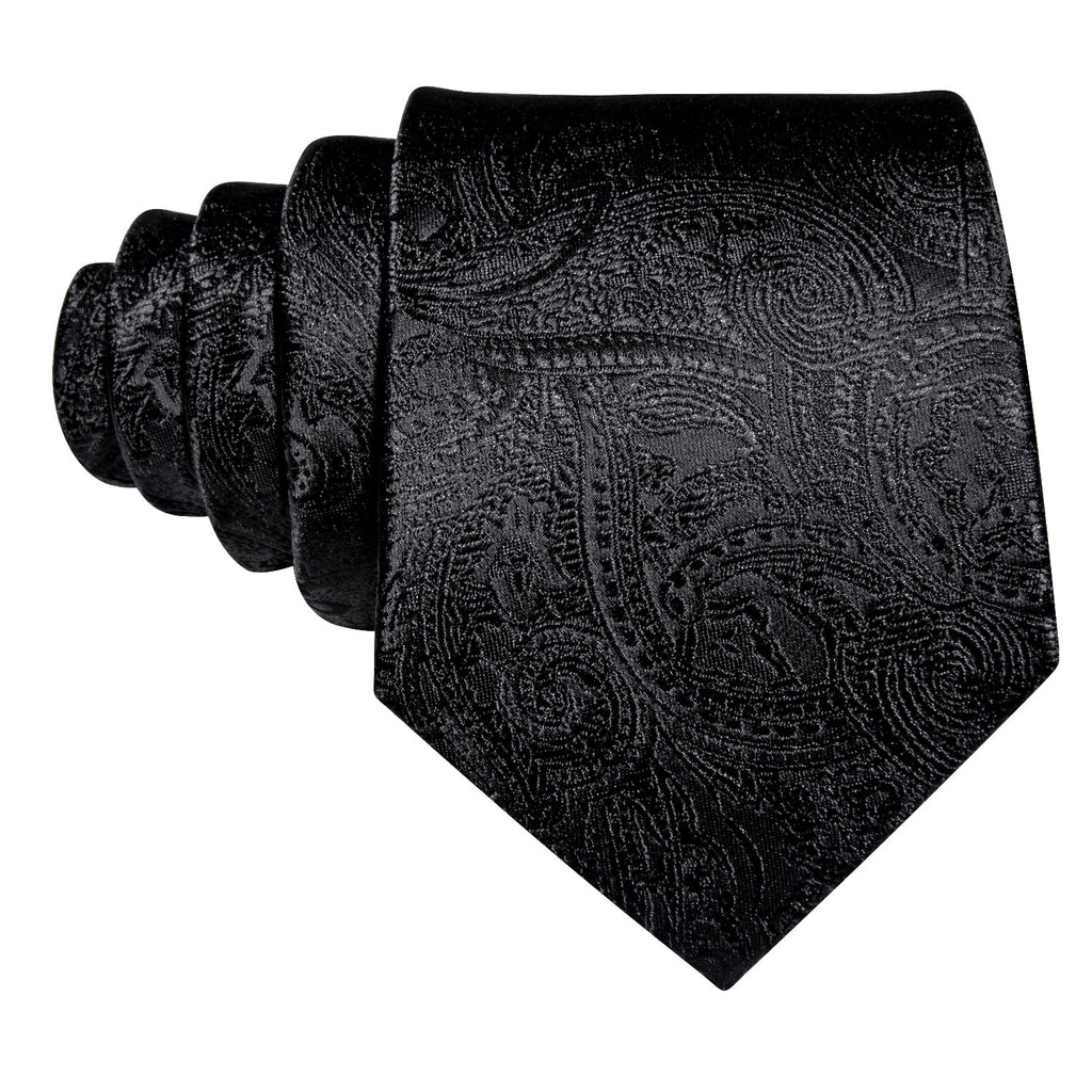 GentCrest Black Paisley Tie Hanky Cufflinks Set - Image 3