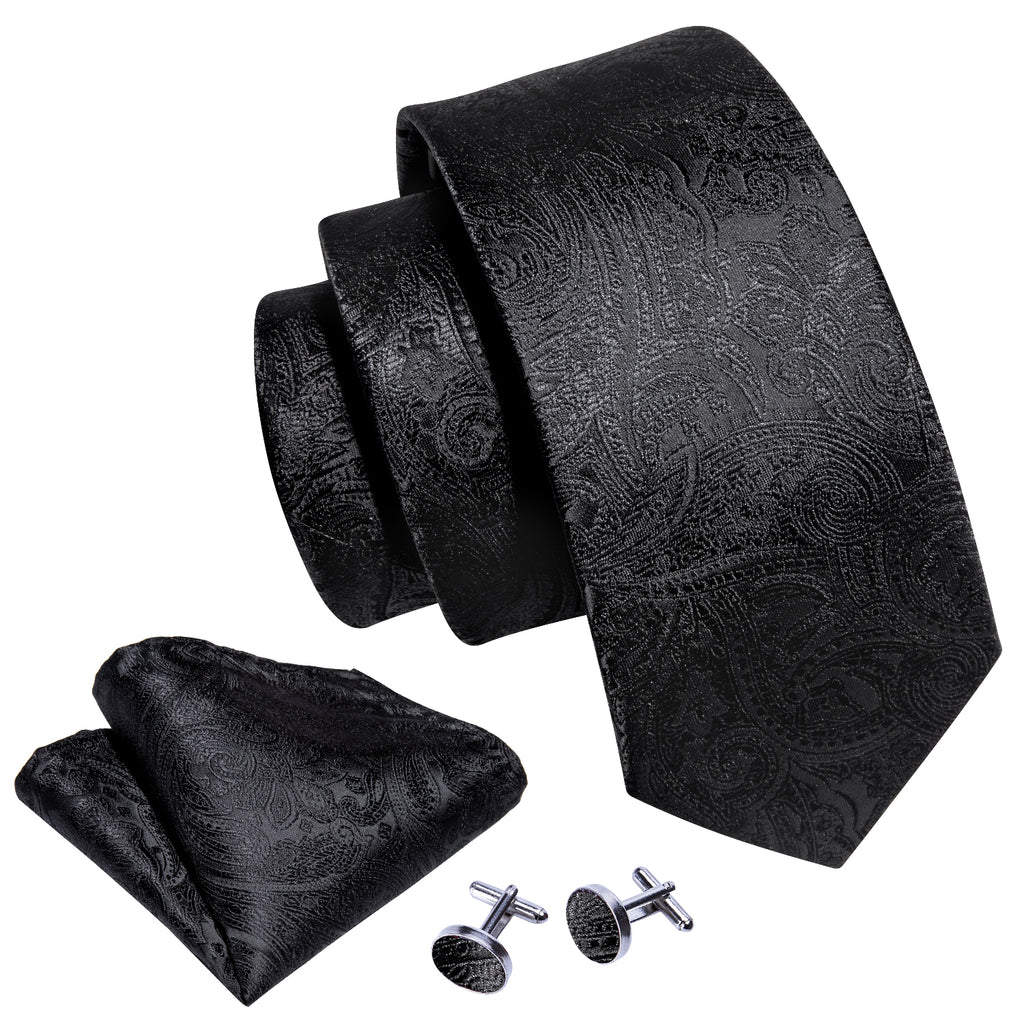 Black Paisley Silk Tie Set - GentCrest - View 5