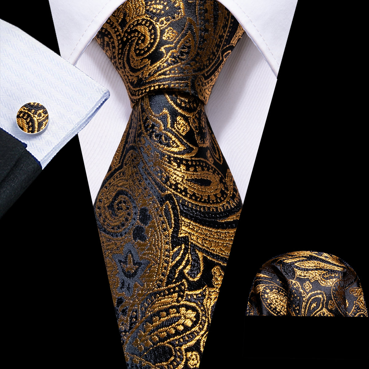 GentCrest Black Paisley Tie Sets - Image 1