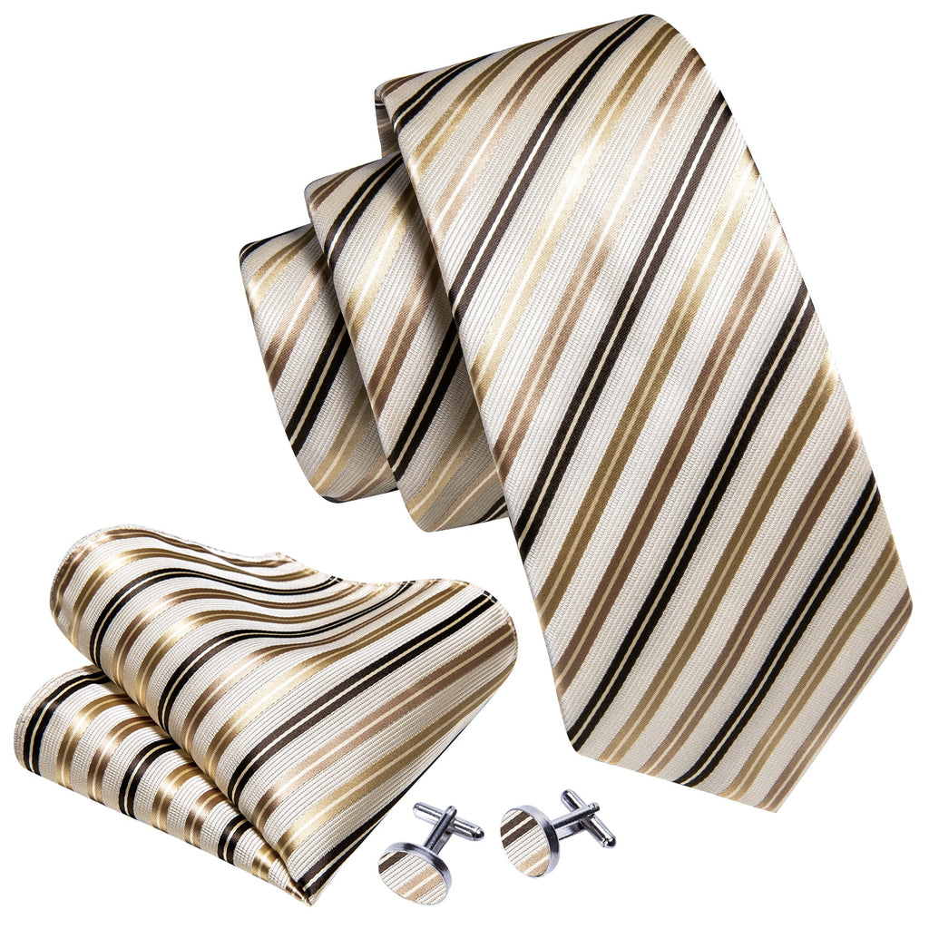 GentCrest White Striped Tie Hanky Cufflinks Set - Image 2