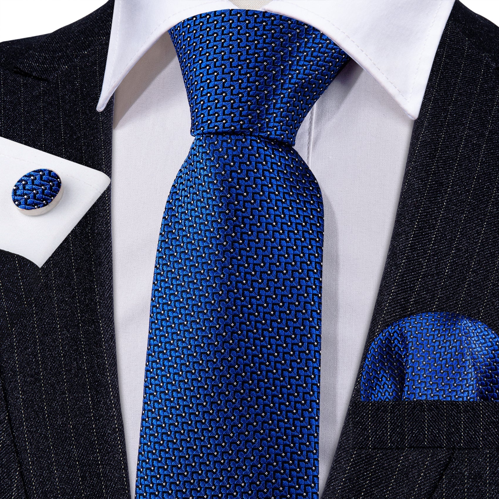 GentCrest Blue Polka Dot Tie Hanky Cufflinks Set - Image 3