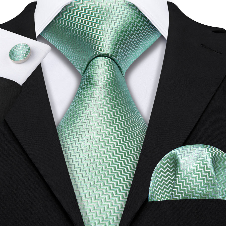 Mint Green Silk Tie Set - GentCrest - View 6