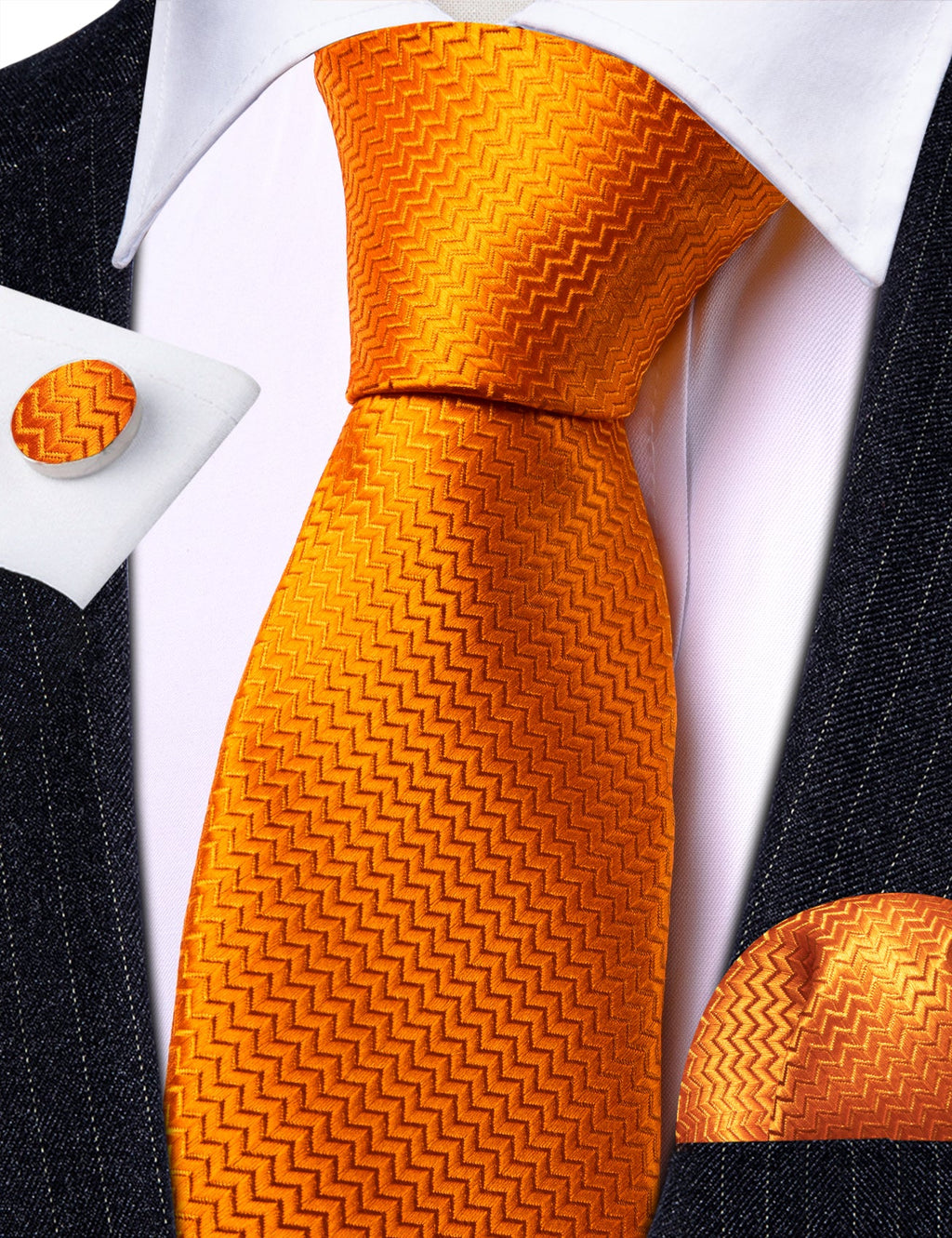 GentCrest Red Textured Tie Hanky Cufflinks Set - Image 4