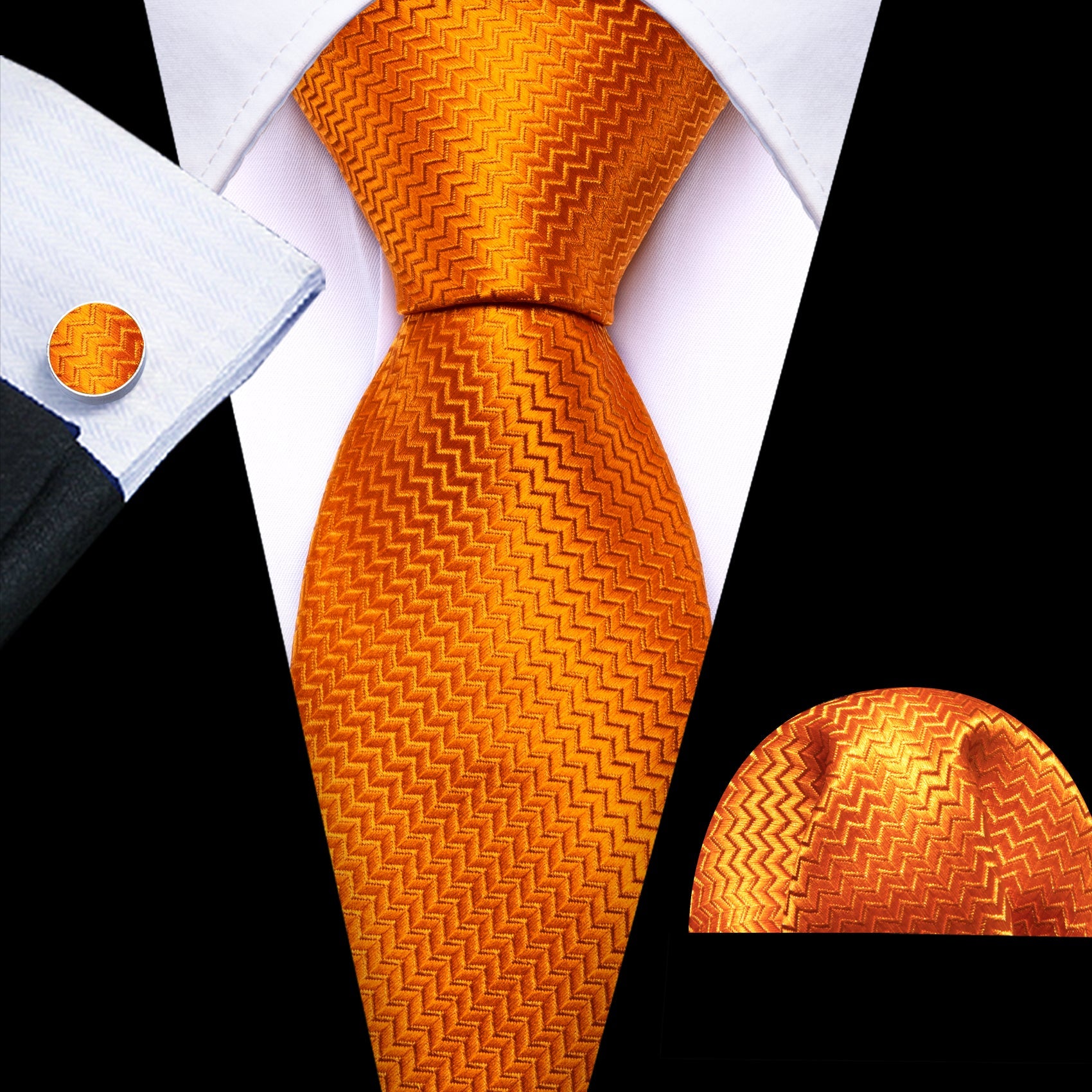 GentCrest Red Textured Tie Hanky Cufflinks Set - Image 2