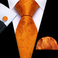 Orange Paisley XL Silk Tie Set - GentCrest