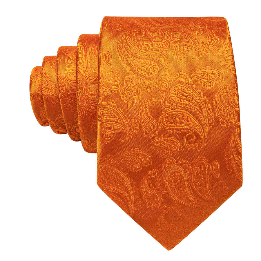 Orange Paisley XL Silk Tie Set - GentCrest - View 3
