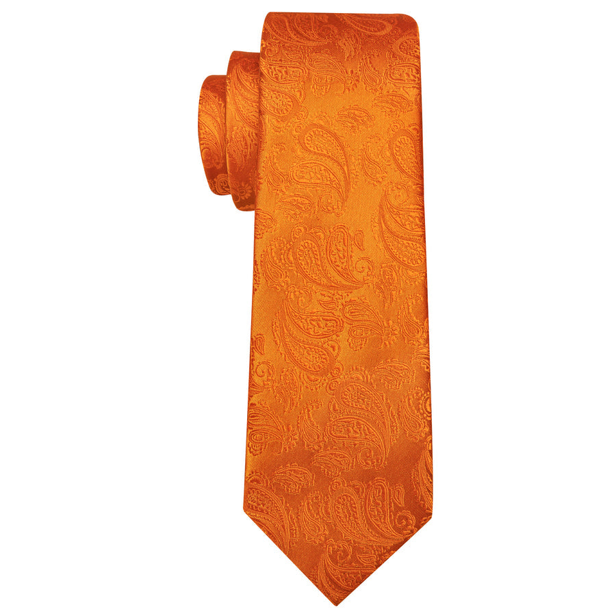 Orange Paisley XL Silk Tie Set - GentCrest - View 4
