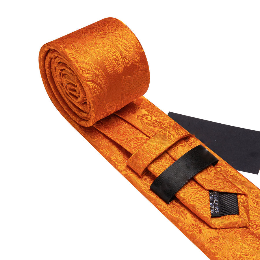 Orange Paisley XL Silk Tie Set - GentCrest - View 6