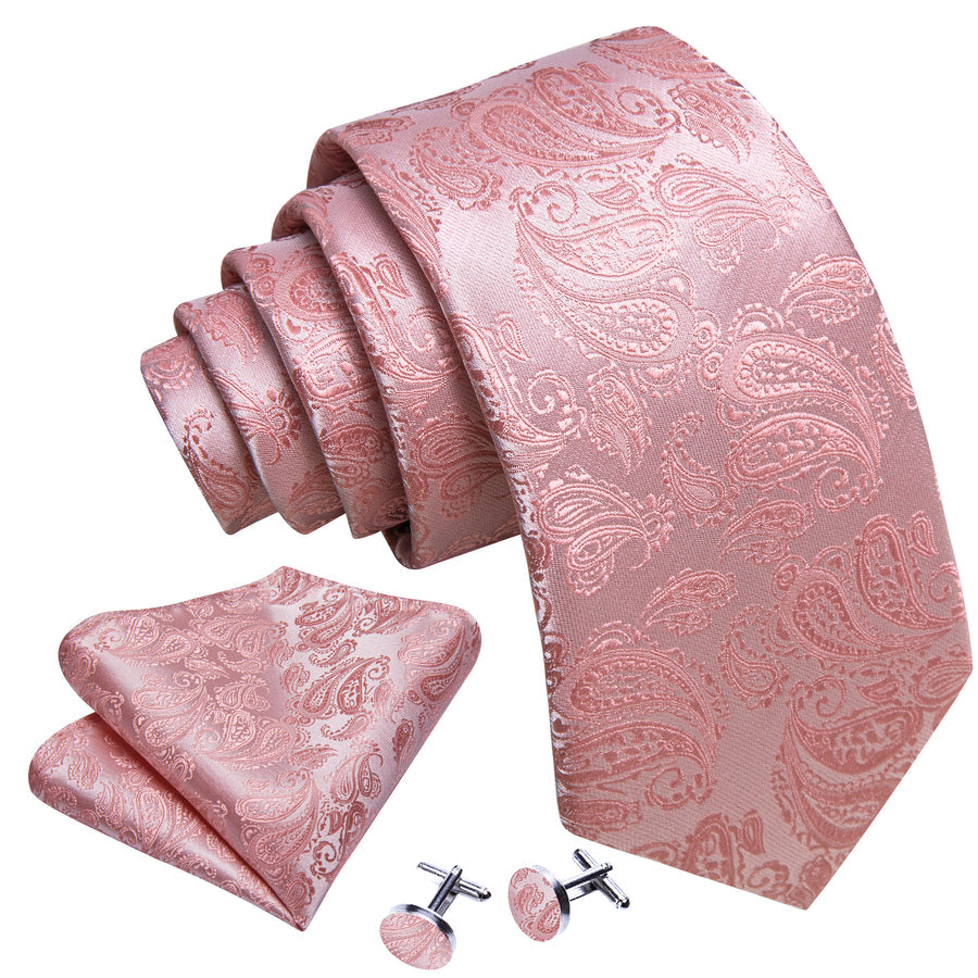 Coral Paisley XL Silk Tie Set - GentCrest - View 2