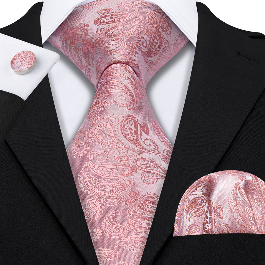 Coral Paisley XL Silk Tie Set - GentCrest - View 6