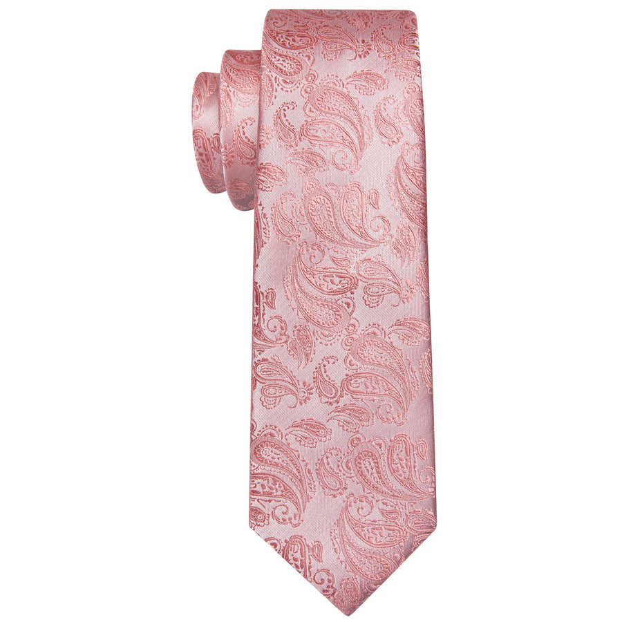 Coral Paisley XL Silk Tie Set - GentCrest - View 4