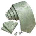 Avocado Green Paisley XL Silk Tie Set - GentCrest - View 2