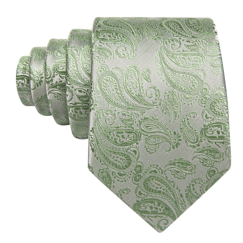 Avocado Green Paisley XL Silk Tie Set - GentCrest - View 3