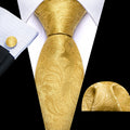 Gold Paisley XL Silk Tie Set - GentCrest