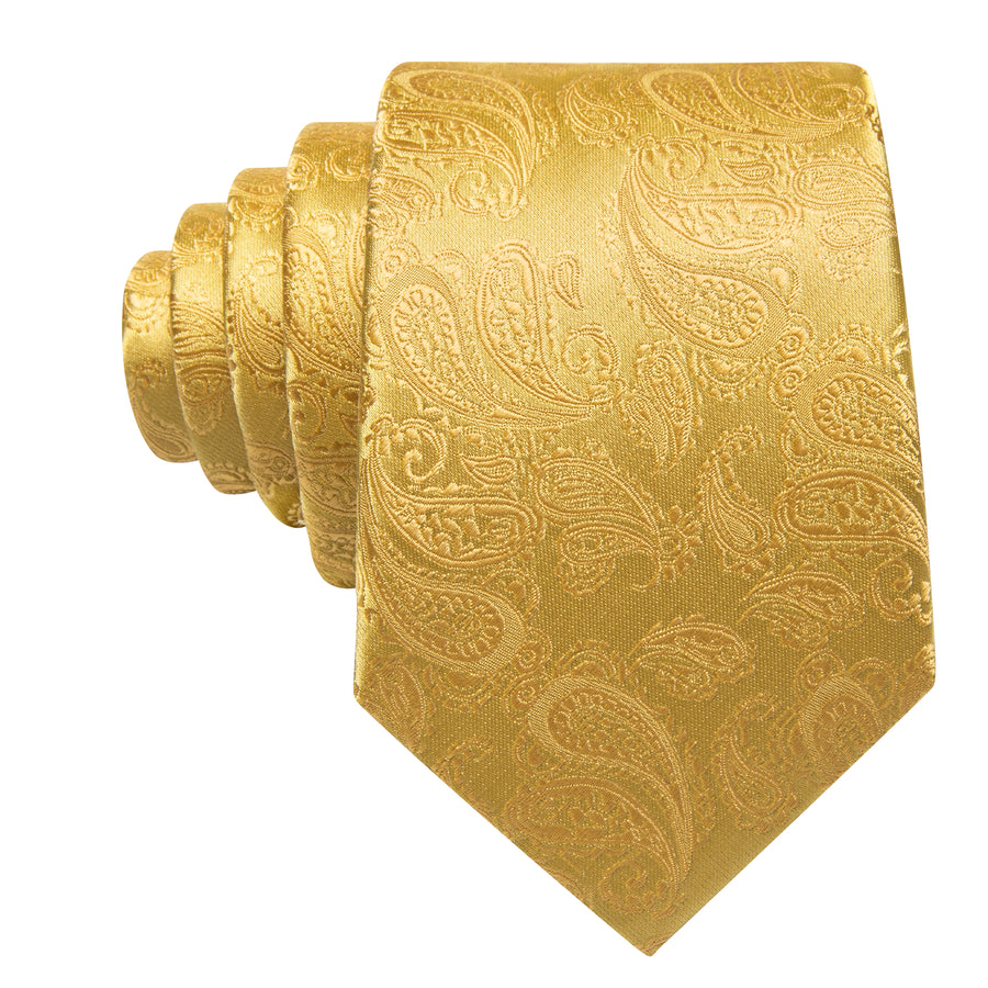Gold Paisley XL Silk Tie Set - GentCrest - View 3