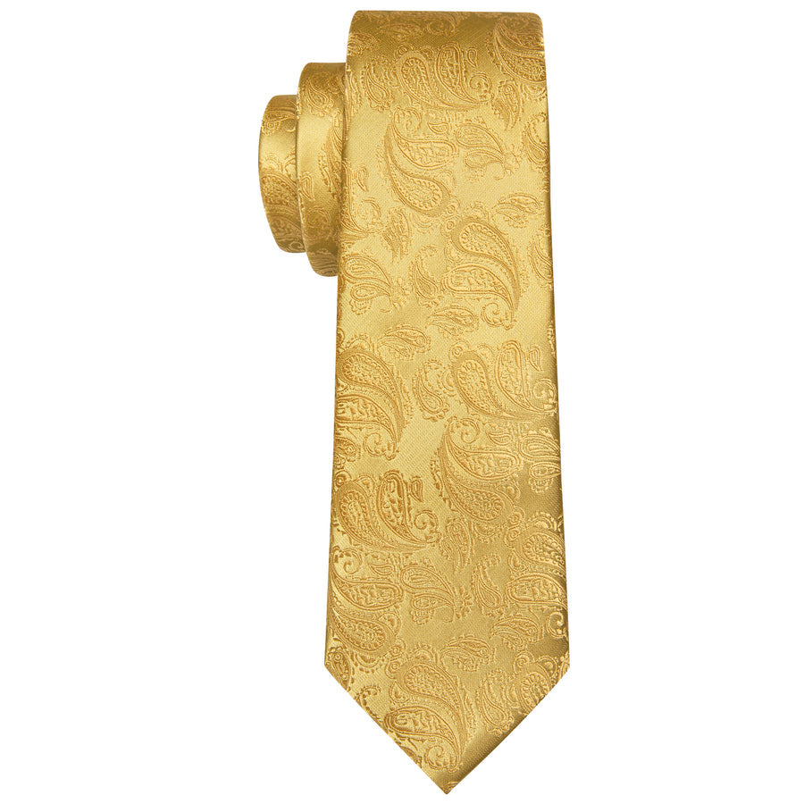 Gold Paisley XL Silk Tie Set - GentCrest - View 4