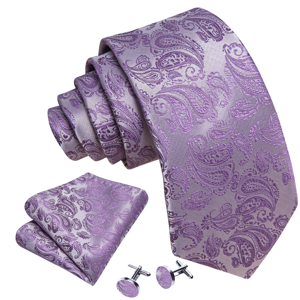 GentCrest Purple Paisley Tie Hanky Cufflinks Set - Image 6