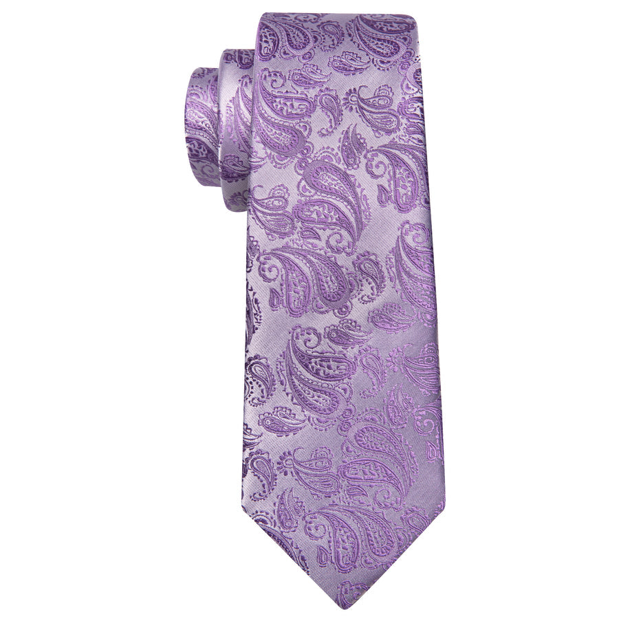 Pale Purple Paisley XL Silk Tie Set - GentCrest - View 4