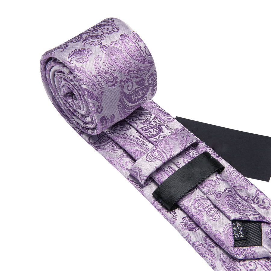 Pale Purple Paisley XL Silk Tie Set - GentCrest - View 5