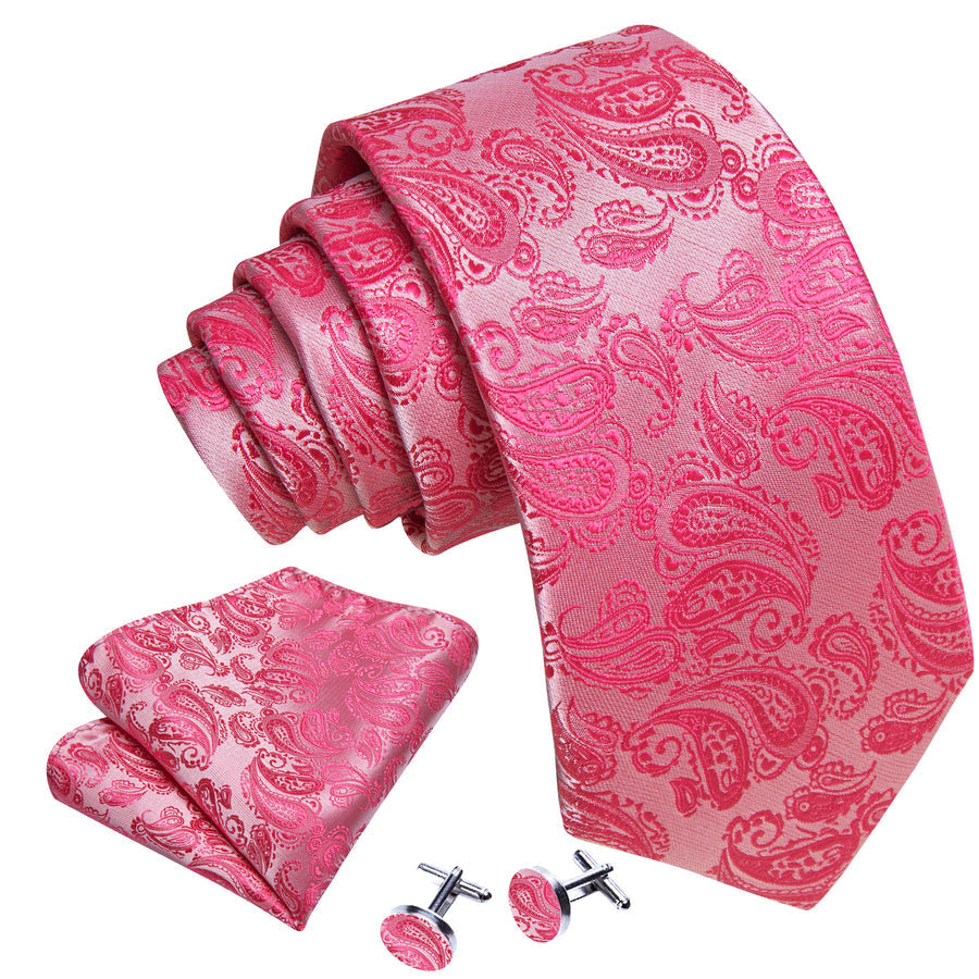 Rose and Red Paisley XL Silk Tie Set - GentCrest - View 2