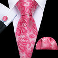Rose and Red Paisley XL Silk Tie Set - GentCrest